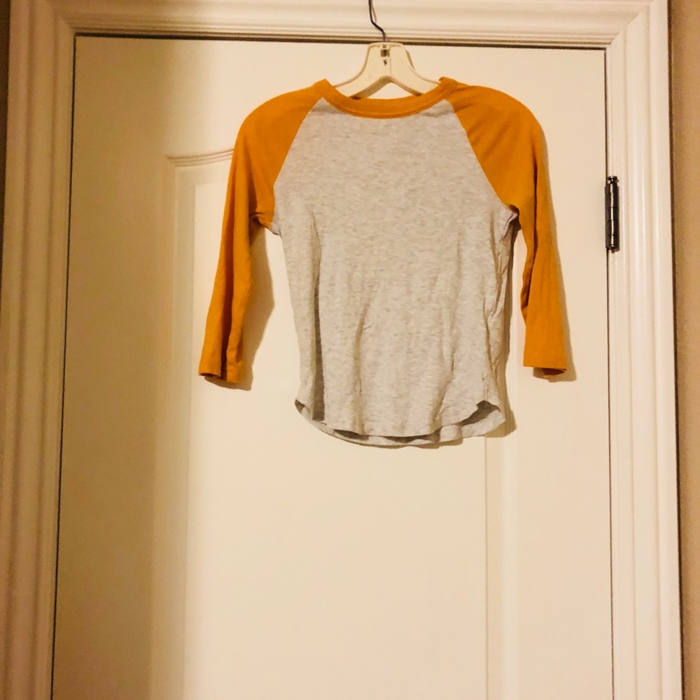 Gray and orange baseball tee